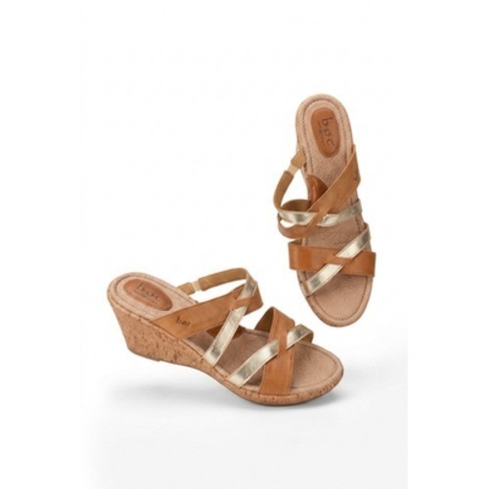 B.o.c Born Concept Sandals Womens Size 11 Brown Strappy Wedge Comfort Z16902
